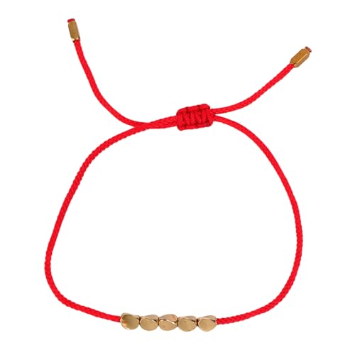 VANZACK Handgefertigtes Rot Schnurarmband mit Unregelmäßigen Kupferperlen Kreative Armbanduhr für Damen Freundschaftsarmband für Alltag und von VANZACK