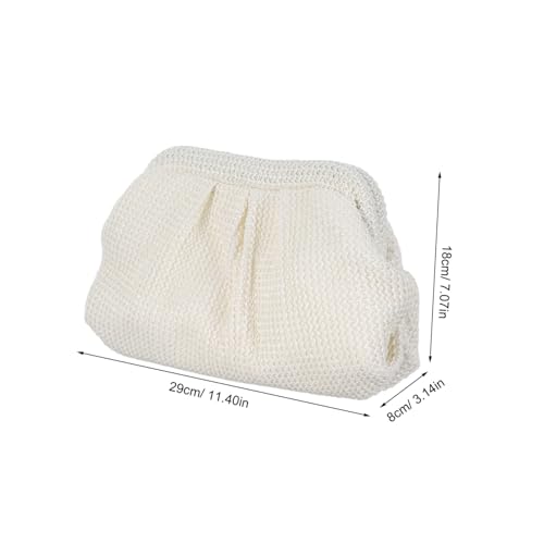 VANZACK Handgewebte Strohtasche Damen Cloudförmige Clutch Sommer Strandtasche Vielseitige Handarbeit Stilvolle Makeup Bag Natürlicher Stil von VANZACK