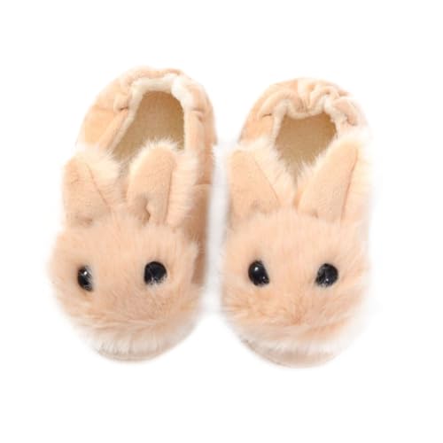 VANZACK Hausschuhe mit Fersen schutz Kuschelige Rutschfeste Herbst pantoffeln in Beige Plüsch hasen Design Leichte Warme Slippers für Jungen und Mädchen von VANZACK