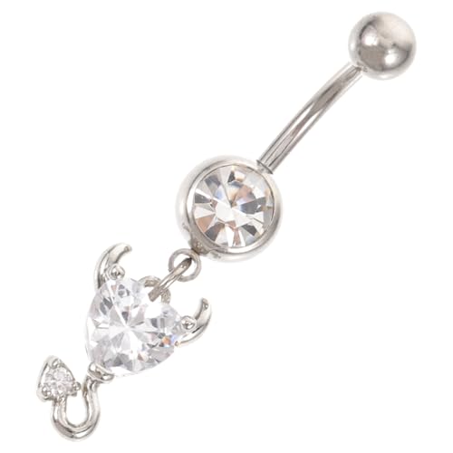 VANZACK Herzförmiges Bauchnabelpiercing aus Edelstahl mit Weißem Zirkonia Poliert Langlebig Modischer Körperschmuck für Damen Geeignet für Alltag Party Strand und Club von VANZACK