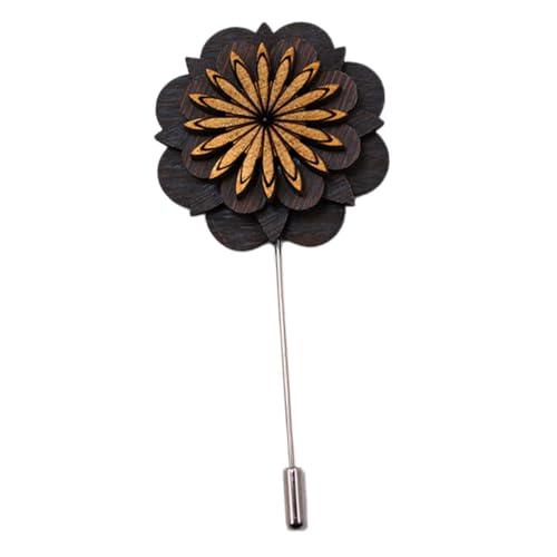 VANZACK Holz Anstecknadel Herren Blumiges Boutonniere Design Anzug Dekoration Hochzeit Party Brosche Pin Weiß von VANZACK