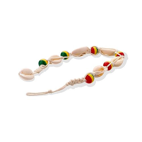 VANZACK Bunte Holzperlen Fußkettchen Mit Muschel Handgemachte Knöchel Kette Für Damen Stilvolles Schmuckstück Für Strandpartys Tanz Und Alltag Boho Fußschmuck Mit Zentralem Anhänger von VANZACK