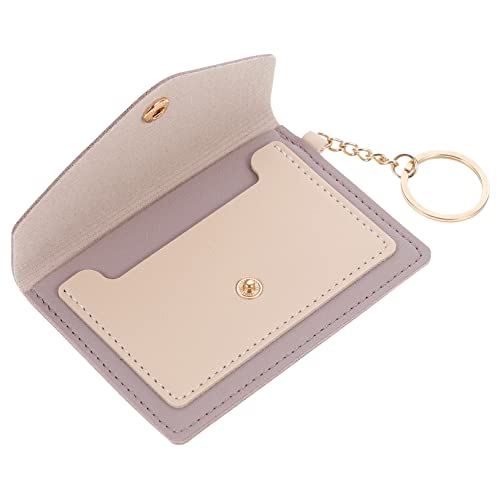 VANZACK Kartenetui Schlüsseletui Mini -schlüsselbund Brieftaschenschlüsselkette Mini-geldbörse Klare Geldbörse Geldbeutel Münzhalter Schlüsselanhänger Geldbörsen Light Grey Leder von VANZACK