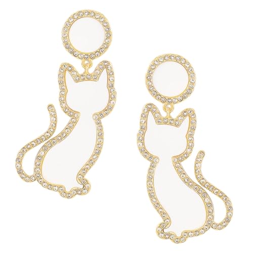 VANZACK Katzen ohrringe mit Funkelnden Strasssteinen Modische Statement hängend ohrringe für Damen und Mädchen Langlebiger Schmuck mit Einzigartigem Katzen design Geschenk für von VANZACK