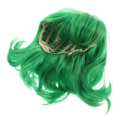 VANZACK Kinderkurze Bob Perücke Grün mit Kreativem Schal Auffällige Cosplay Perücke für Kostüm Party Geburtstag Halloween Zubehör von VANZACK