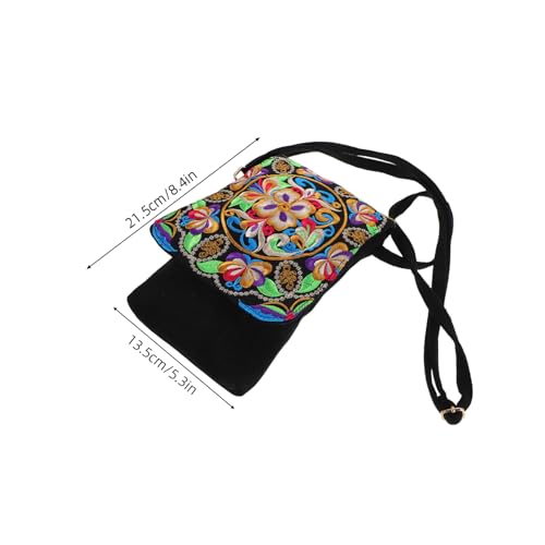 VANZACK Mini-umhängetasche Für Damen Bestickte Clutch Mit Ethno-blumenmuster Stofftasche Als Handy-geldbörse Kleine Umhängetasche Mit Verstellbarem Riemen Tribal-stil Tasche Mit von VANZACK