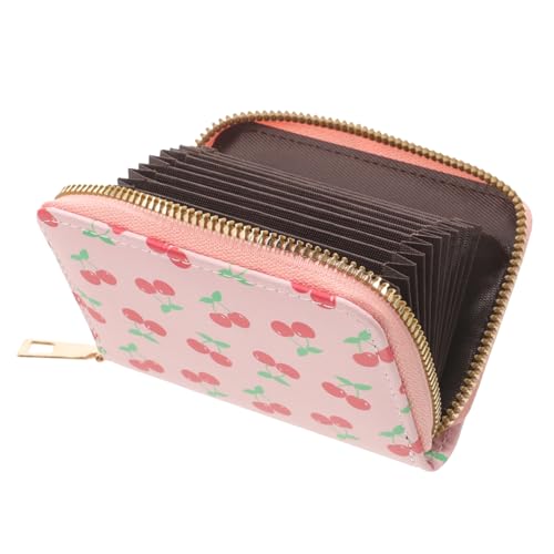 VANZACK Kleine Damen Geldbörse mit Reißverschluss Kompaktes Kartenetui mit Großem Fassungsvermögen Stilvoller Cherry Coin Purse Schlankes Portemonnaie für Karten Münzen und Bargeld Sicher von VANZACK