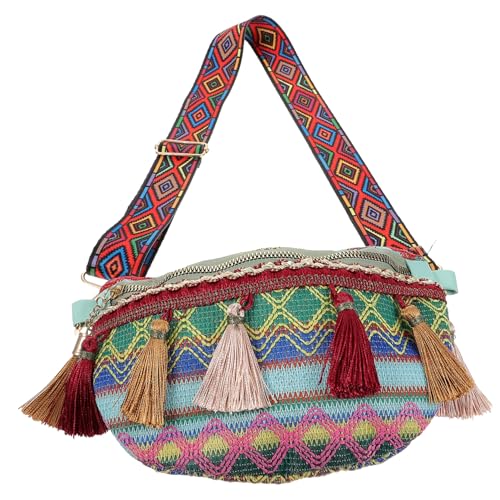 VANZACK Kleine Ethno Stil Brusttasche Damen Verstellbare Gürteltasche für Freizeit Reisen und Arbeit Umhängetasche für Frauen Strapazierfähigem Material von VANZACK
