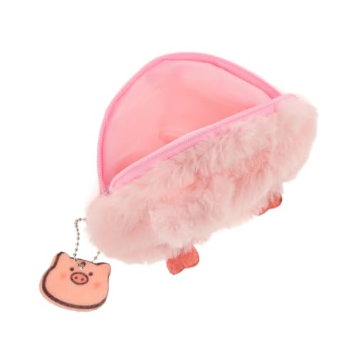 VANZACK Kleine Plüsch Münzgeldbörse für Damen Cartoon Design Kompakte Wechselgeldbörse mit Reißverschluss und Kette für Münzen Schlüssel und Lippenstift von VANZACK