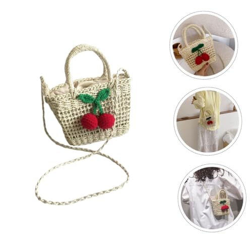 VANZACK Kleine Mädchen Handtasche aus Strohgeflecht Leichte Umhängetasche mit Fröhlichem Design für Outdoor Strand Urlaub und Alltag Praktische und Modische Tasche von VANZACK