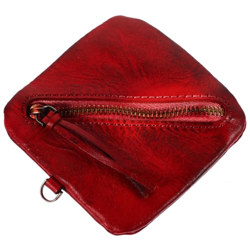 VANZACK Kompakte Damen Münzbörse aus Robustem Rindsleder mit Reißverschluss Retro Kopfho Rer Design Praktische Kleine Geldbörse für Kleingeld und Karten Tragbar und Langlebig für Alltag von VANZACK