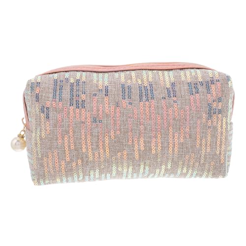 VANZACK Kosmetiktasche Damen Strapazierfähigem Material mit Trendigen Pailletten Leicht Kompakt für Reisen oder Praktische Aufbewahrung für Make Up Toilettenartikel Champagnergold von VANZACK
