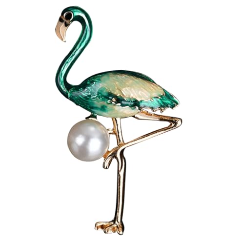 VANZACK Kreative Flamingo Brosche mit Perle Emaille Anstecknadel Legierung für Damenbekleidung und Accessoires für Partys und von VANZACK