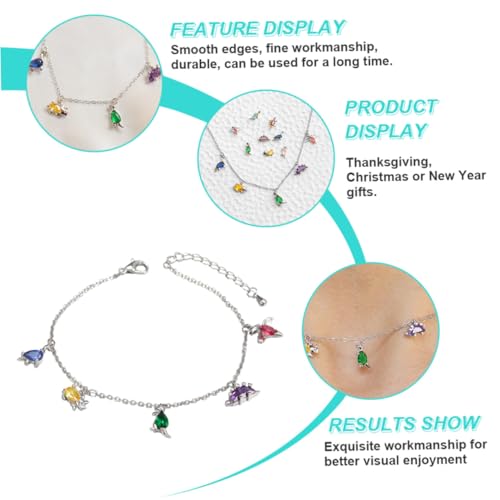 VANZACK Kreative Kleine Dinosaurier Halskette mit Farbigem Anhänger Weißgold Schlüsselbeinkette Modischer Schmuck für Damen Einzigartiges Design von VANZACK