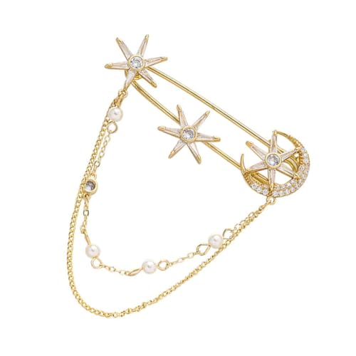 VANZACK Kreative Revers Pin Brosche Form Eines Sechsecks Stilvolle Corsage Mit Zirkonia Modisches Accessoire Für Damen Elegante Kleidungsgestaltung Vergoldet Mit Zirkonia Einlage von VANZACK