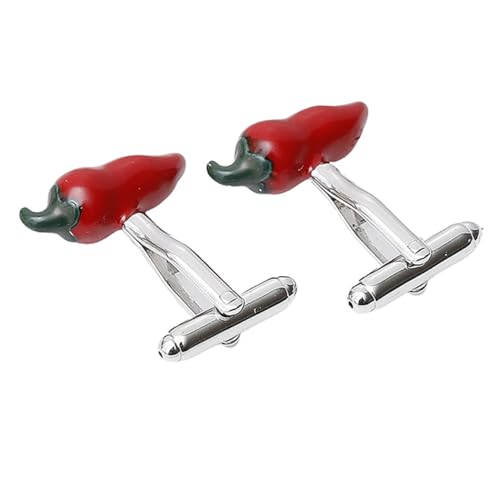 VANZACK Kreative Unisex Manschettenknöpfe aus Kupfer Modische Rote Chili Motiv Hemdknöpfe Langlebig und Elegant Geeignet für Business Hochzeit Formelle Anlässe Geschenkidee für Damen und von VANZACK