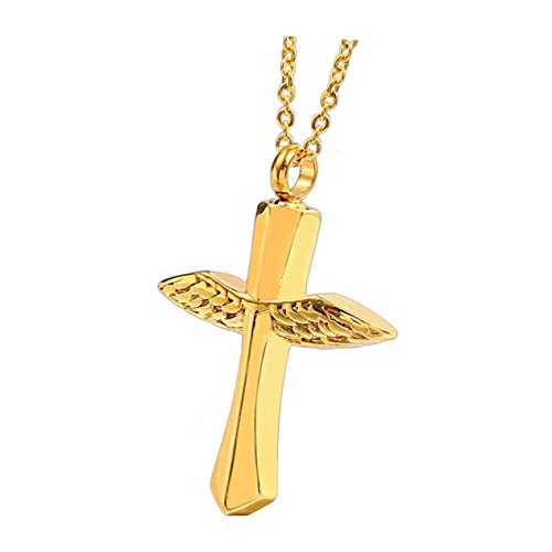 VANZACK Kreuz Anhänger Halskette Für Erinnerungen Einzigartige Urne Schmuckstück Für Männer Und Frauen Erinnerungsstück Für Haustiere Eltern Und Freunde Goldenes Design von VANZACK