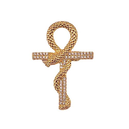 VANZACK Kreuz Schlangen Brosche für Damen Funkelnde Anstecknadel Eleganter Schal Clip Modisches Accessoire für Hochzeiten Partys und Alltag Gold von VANZACK