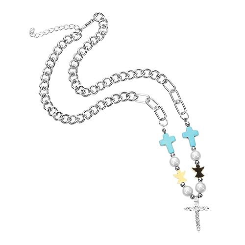 VANZACK Kreuzanhänger Halskette für Damen Vintage Choker Kette mit Zirkonia Stilvolle Clavicle Chain für Besondere Anlässe Leicht Komfortabel Perfektes Accessoire für Look von VANZACK