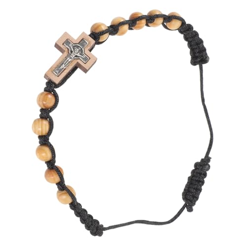 VANZACK Kreuzarmband Holz Stilvolles Verstellbares Gebetsarmband mit Kreuzanhänger für Damen Herren für Persönliche von VANZACK