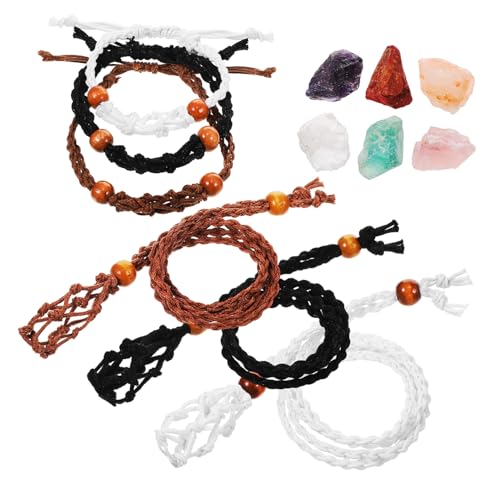 VANZACK Kristallhalter Schmuckset Teilig mit Natürlichen Unregelmäßigen Farbigen Kordeln für Halsketten und Armbänder Vielseitig Kombinierbar Handgefertigte Schmuckstücke für Damen und von VANZACK