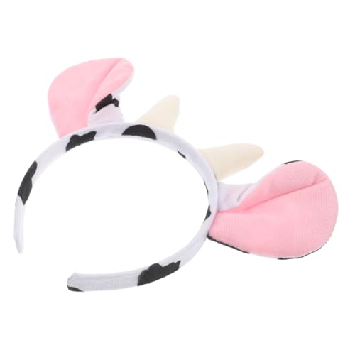VANZACK Kuh Horn Stirnband für Weiche Tierohren Plüschkopfschmuck für Täglichen Gebrauch Partys Auftritte Cosplay Kostümaccessoires mit Niedlichem Kuhmuster von VANZACK