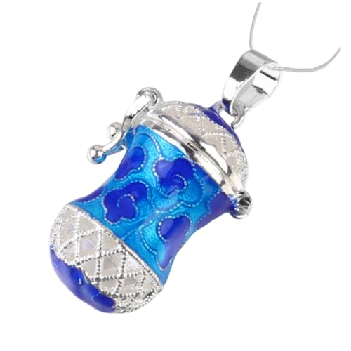 VANZACK Kupferlegierung Aromatherapie Anhänger Hohl Anhänger mit Schloss Blauer Quadratischer Öl Diffusor Halter für Ätherische Öle DIY Halskette Geschenk für Frauen Muttertag von VANZACK