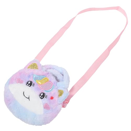 VANZACK Kuschelige Einhorn Handtasche mit Reißverschluss Kleine Umhängetasche für Mädchen Leichte Crossbody Tasche für Outdoor Shopping und Reisen Modisches Batikfarben von VANZACK