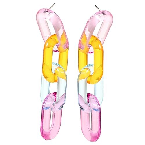 VANZACK Tropfenohrringe Mit Kettenglied Für Damen Baumelnde Ohrringe Aus Acryl Statement-ohrringe Für Partys Und Alltag Kettenohrringe Mit Büroklammerdesign von VANZACK