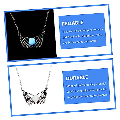 VANZACK Luminous Gothic Stil Halskette mit Skelett Hand Anhänger Kreative Halsdekoration Hochwertiger Punkiges Schmuckstück für Mädchen Leuchtend und Langlebig von VANZACK
