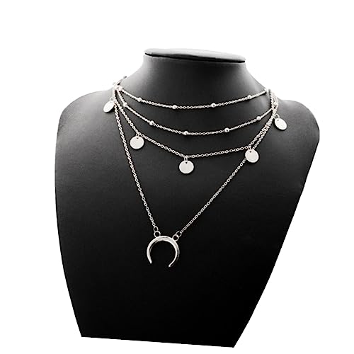 VANZACK Mehrlagige Mond Halskette Für Damen Schmuck Geschenk Mit Runden Mond Anhängern Halsschmuck Aus Silber Elegantes Accessoire Für Besondere Anlässe von VANZACK