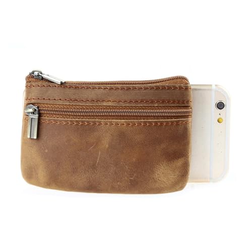 VANZACK Mini Geldbörse Echtem Multifunktionale Schlüssel Münztasche mit Reißverschluss Retro Design für Reisen von VANZACK