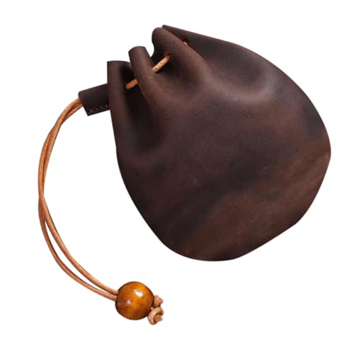 VANZACK Mini Geldbörse Vintage Münzbeutel Kleine Schlüsseltasche Schlankes Leichtes Portemonnaie für Damen Kaffee Farbton Multifunktional für Bargeld Schlüssel Quittungen Alltag und von VANZACK