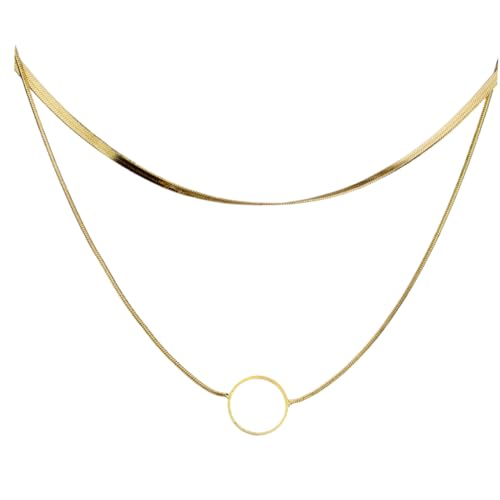 VANZACK Minimalistische Doppelte Clavicle Halskette Damen Modeschmuck Einfache Kettenanhänger Zarte Layered Schmuck für Frauen und Mädchen von VANZACK