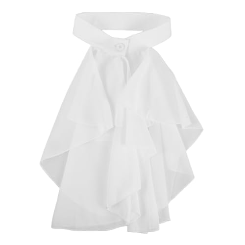 VANZACK Mittelalterlicher Raffia Schal Kostüm Mit Rüschenkragen Falscher Rüschenkragen Dekoranzug Rüschenkragen Kostüm Rüschenkragen Eleganter Rüschenkragen Weißer Chiffon von VANZACK