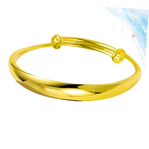 VANZACK Modischer Goldener Damen Armreif aus Umweltfreundlichem Messing Dicker Push pull Bangle mit Glatter Oberfläche Langlebig Eleganter Schmuck für Alltag Hochzeit und Besondere von VANZACK