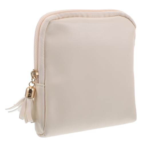 VANZACK Münzfächer Damentasche Stilvolle Tasche Mit Mehreren Fächern Kosmetik Reißverschluss Machen Sie Kopfhörer Mit Mädchen Tragbares Beige Make Up Für Quaste Schmuck Mädchen Geldbörse von VANZACK