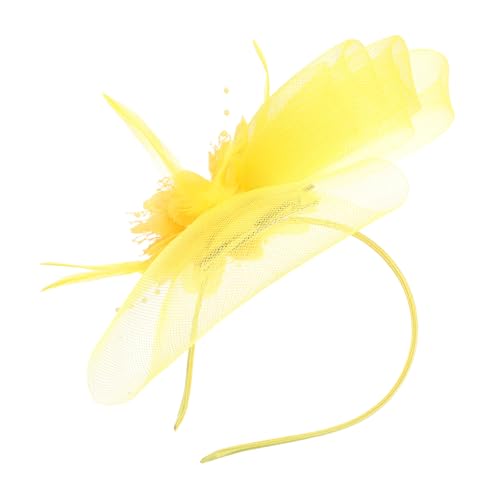 VANZACK Netzhut Teeparty Hüte Für Mädchen Stirnband Für Festivals Vintage Stirnband Festival Haarschmuck Teeparty Hutset Haardekor Netz Fascinator Ausgefallene Stirnbänder Gelbes von VANZACK