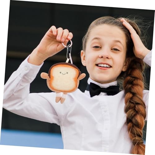 VANZACK Niedliche Cartoon Toast Geldbörse Mini Münzbeutel mit Reißverschluss und Schlüsselanhänger Leichte Kleine Tasche für Damen und Mädchen Vielseitige Aufbewahrung für Kopfhörer und von VANZACK