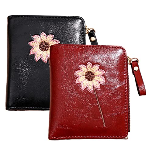 VANZACK Faltbare Damen-geldbörse Aus Pu-Material Kurze Münztasche Mit Reißverschluss Wechseltasche Im Blumenmuster Kompakt Und Praktisch Für Bargeld Kreditkarten Und Visitenkarten von VANZACK