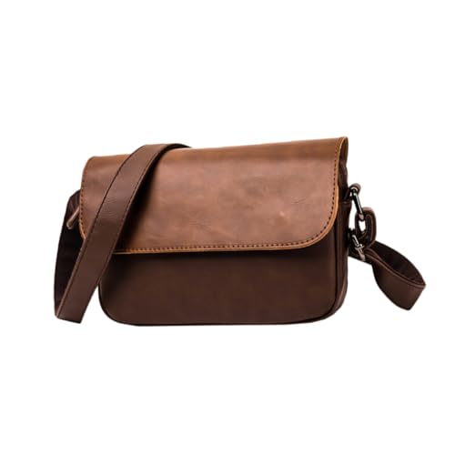 VANZACK PU Herren Umhängetasche Klein Wasserabweisend Leicht Retro Schultertasche Crossbody Bag Modisch Khaki für Arbeit Business Reise Alltag von VANZACK