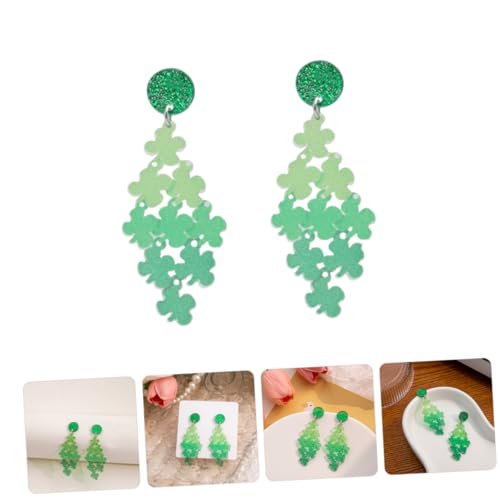 VANZACK Patricks Day Ohrringe Damen Grün Farbverlauf Leicht Vierblättriges Kleeblatt Statement Schmuck Festliche Anhänger von VANZACK