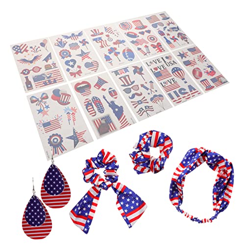 VANZACK Unabhängigkeitstag-accessoire Patriotischen Ohrringen Aufklebern Und Stirnband Flagge-design Für Partys Und Dekorationen von VANZACK