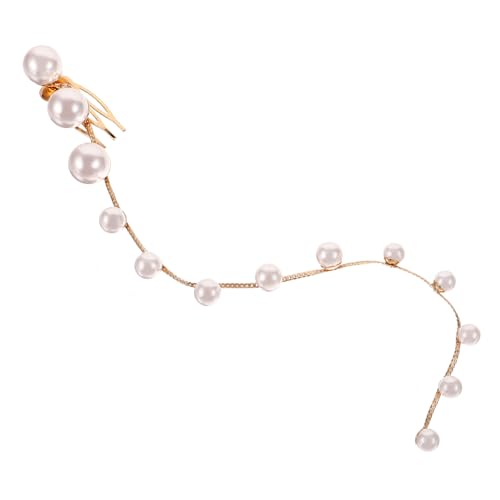 VANZACK Perlen haarkette Goldfarben Modische Flechtkette mit Eleganten Perlen Stilvolles Haarschmuck accessoire für Mädchen und Frauen Vielseitig Tragbar bei Festen und Alltag von VANZACK