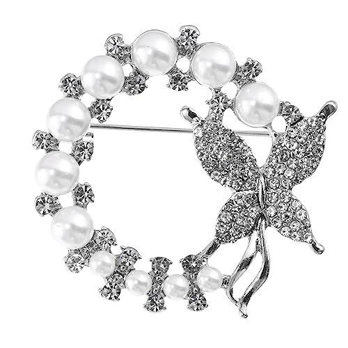 VANZACK Perlenbrosche Schmetterling Silber Strassbesetzt Schmucknadel für Damen Vielseitig Elegant für Strickjacken Ausschnitt und Alltag von VANZACK