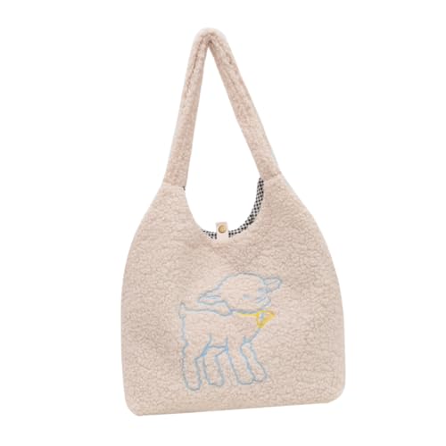 VANZACK Plüsch Handtasche Damen Schulter Tasche Große Kapazität Tragbare Umhängetasche Weiches Material Modischer Look Vielseitig Einsetzbar von VANZACK