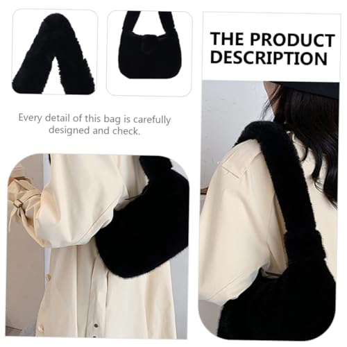 VANZACK Plüsch Umhängetasche Damen Handtasche Herbst Winter Fashion Sundries Bag Weiche Single shoulder Bag für Alltag Shopping Reisen und Freizeit Stilvoller Schwarzer Plush Pouch von VANZACK