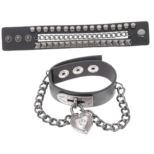 VANZACK Punk Lederarmband mit Nieten Multilayer Armband für Cosplay Halloween Partys Gothic Looks Unisex Schmuck für Männer und Frauen für Tanz und Besondere Anlässe von VANZACK