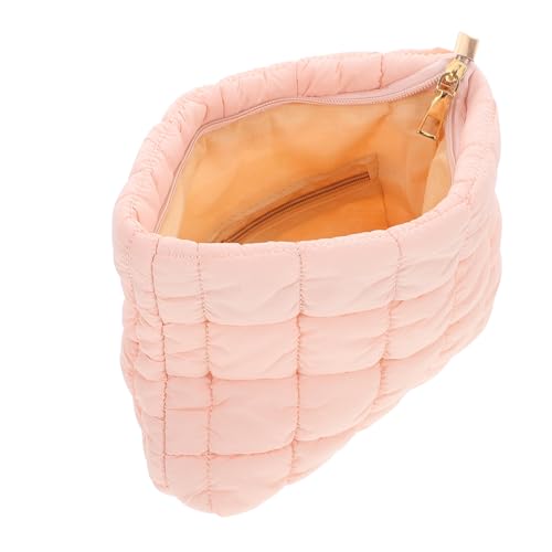 VANZACK Quilted Puffer Kosmetiktasche Klein Leicht Tragbar Clutch Stil Damen Reise Kulturbeutel Rosa Für Alltag Und Events von VANZACK