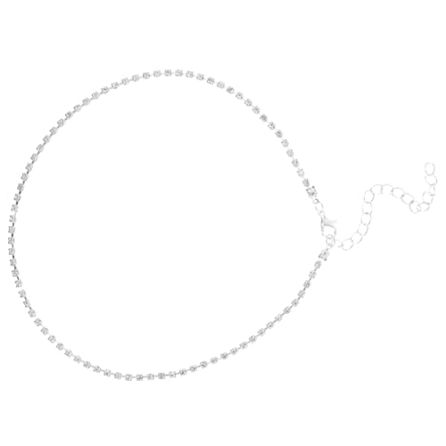 VANZACK Rhinestone Halskette für Damen Einfache Minimalistische Kette mit Funkelnden Akzenten für Besondere Anlässe Silberfarben Eleganter Clavicle Style Schmuck von VANZACK